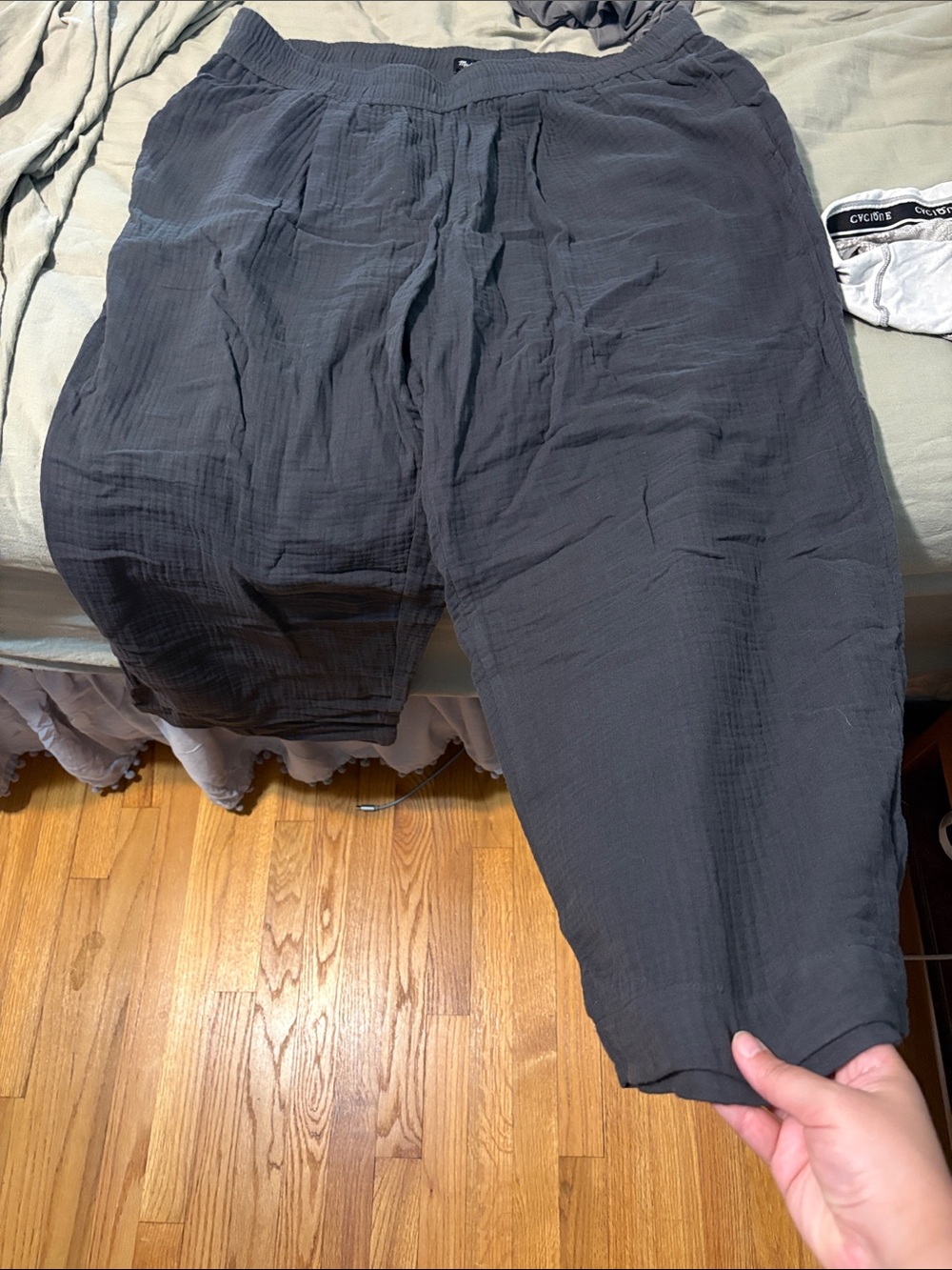 Women's Dark Charcoal Wide leg gauze pants